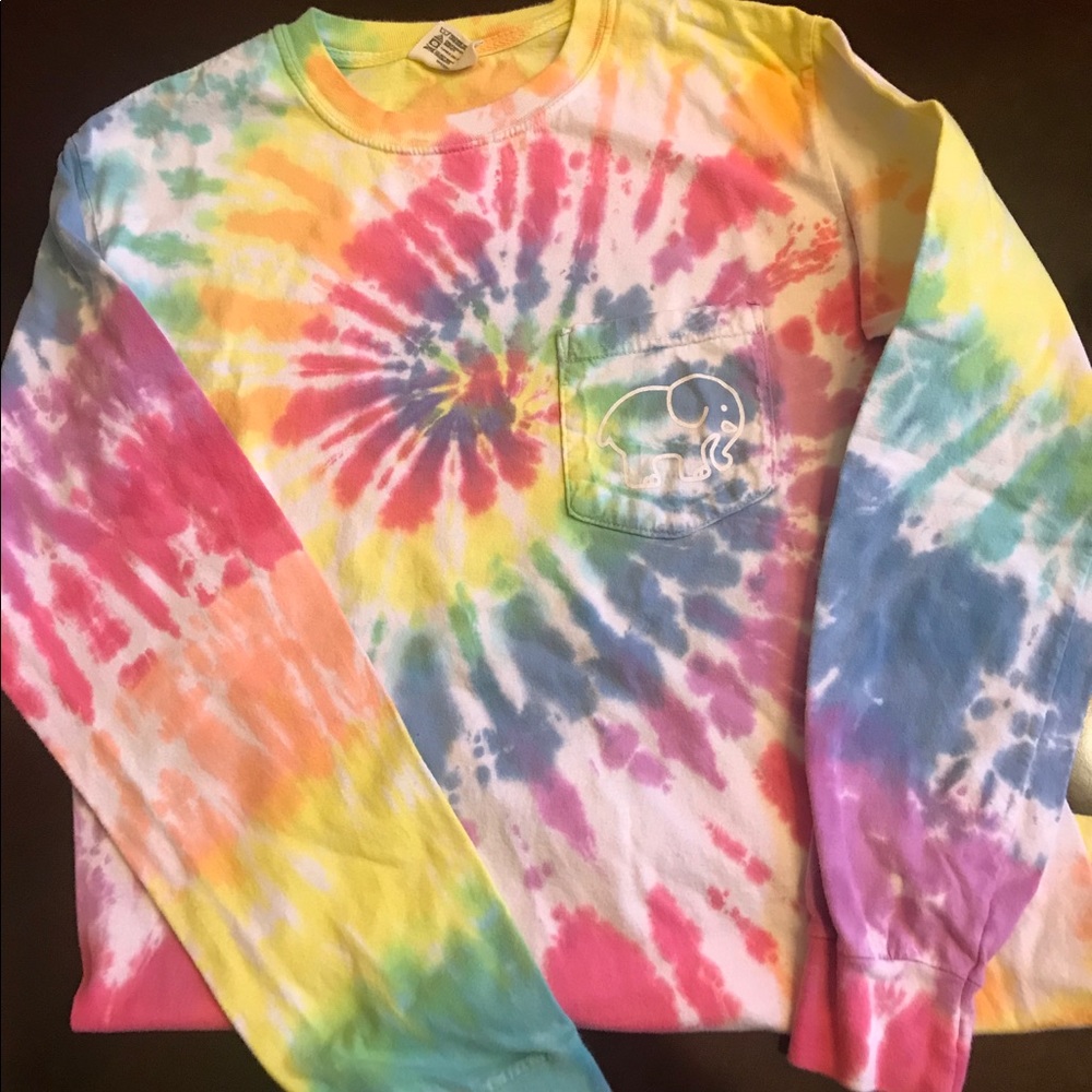 Ivory Ella tie-dyed long sleeve pocket tee